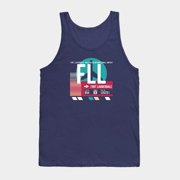 Fort Lauderdale (FLL) Airport // Retro Sunset Baggage Tag Tank Top by Now Boarding
